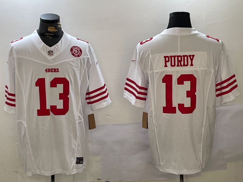 Men San Francisco 49ers 13 Purdy White Three generations 2024 Nike Vapor Limited NFL Jersey style 2